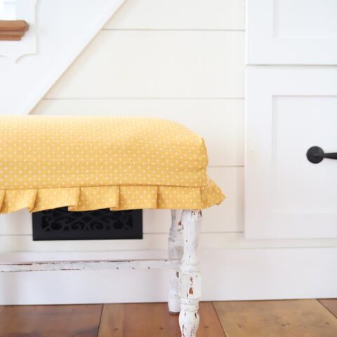 DiY Tablecloth Bench Slipcover